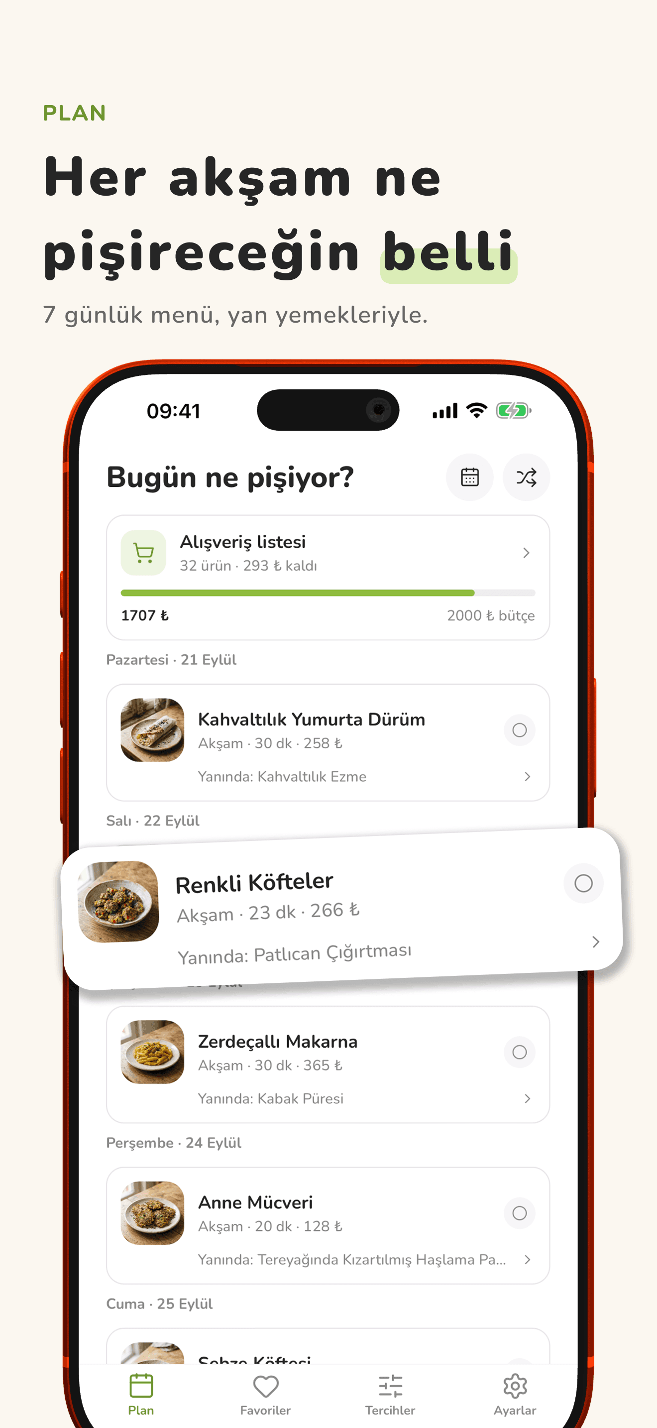 Azık: Haftalık Yemek Planı screenshot 3